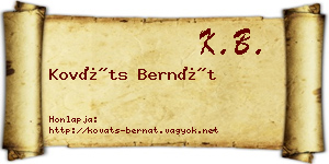 Kováts Bernát névjegykártya